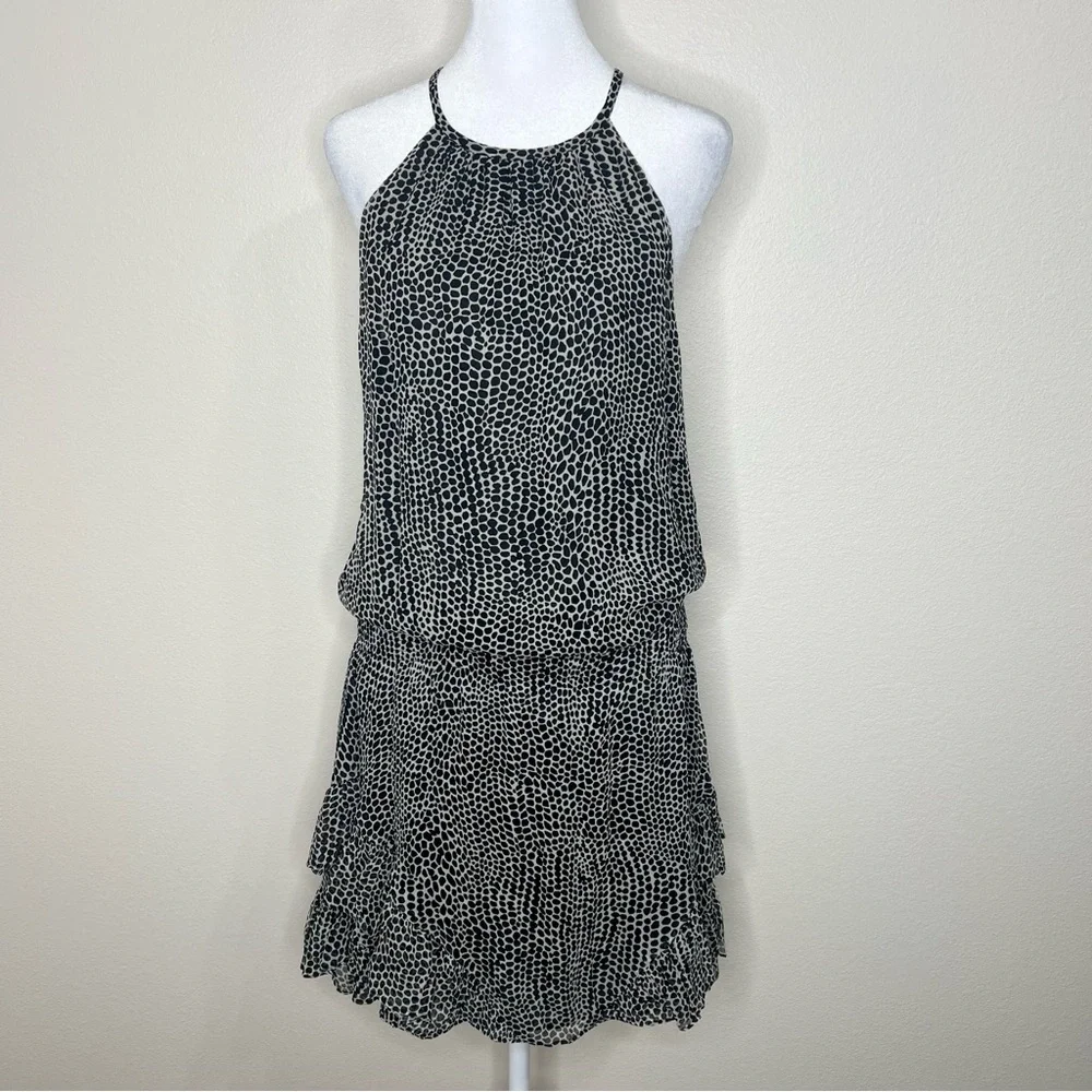 Ramy Brook BITSY 100% Silk Black & White Polka Dot Sleeveless Drop Waist Dress - Picture 6 of 16